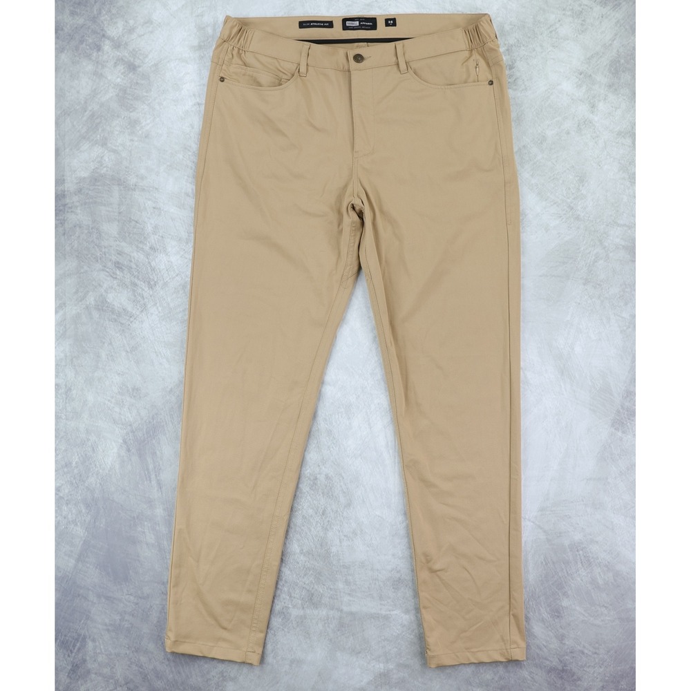 Barbell Apparel Anything Pants Men's 36 Slim Athletic Fit Khaki Chino 5 Pocket